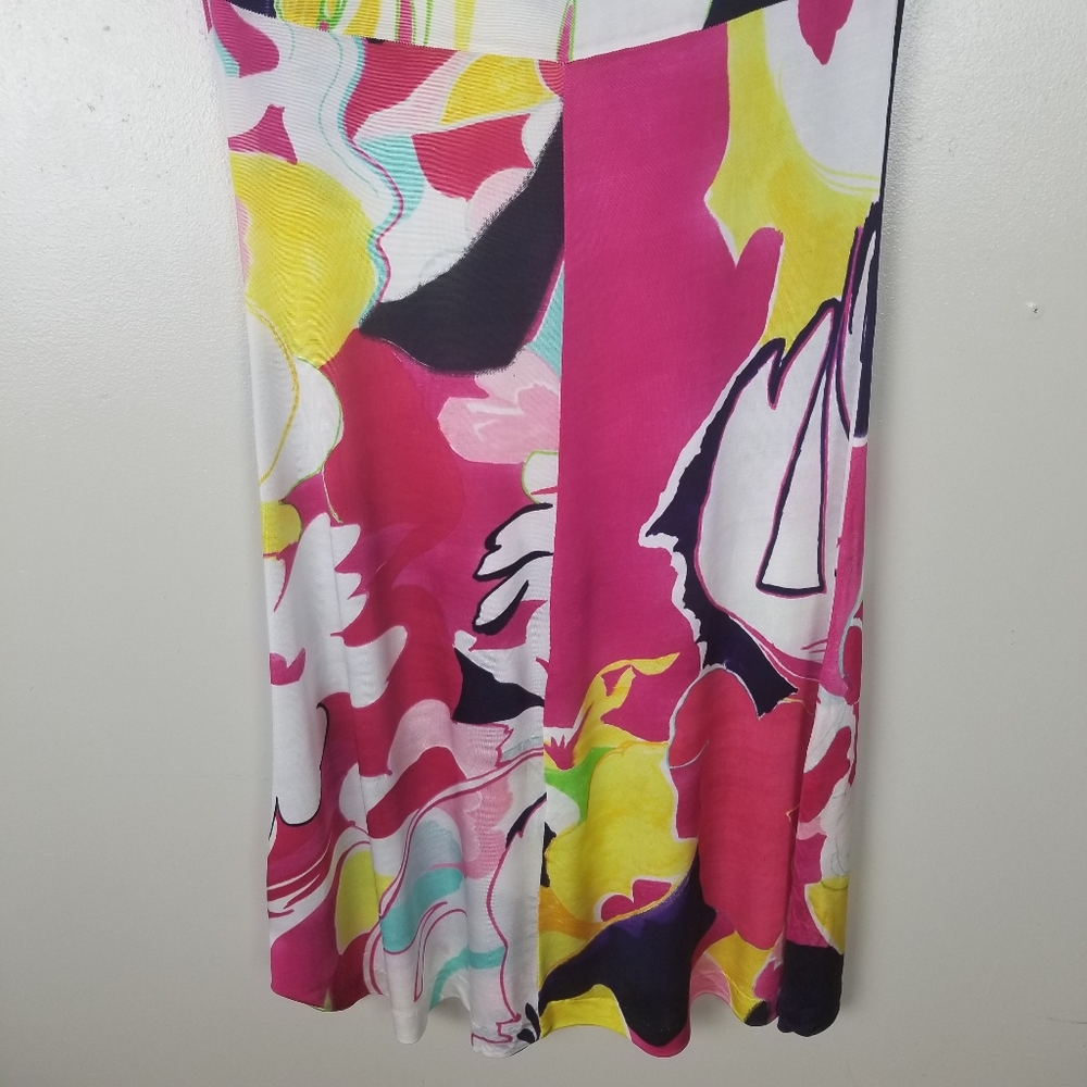 CHRISTIAN LACROIX Y2K Floral Jersey Knit Dress Keyhole Neck Tie Flowy Gauzy US L - Picture 13 of 14